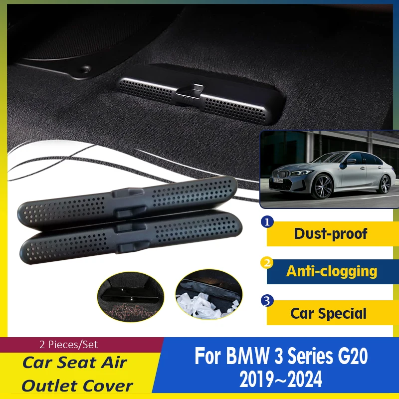 

For BMW 3 Series G20 Sedan 2019 2020 2021 2022 2023 2024 Car Air Outlet Covers ABS Under Seat Conditioner Vents Auto Accessories