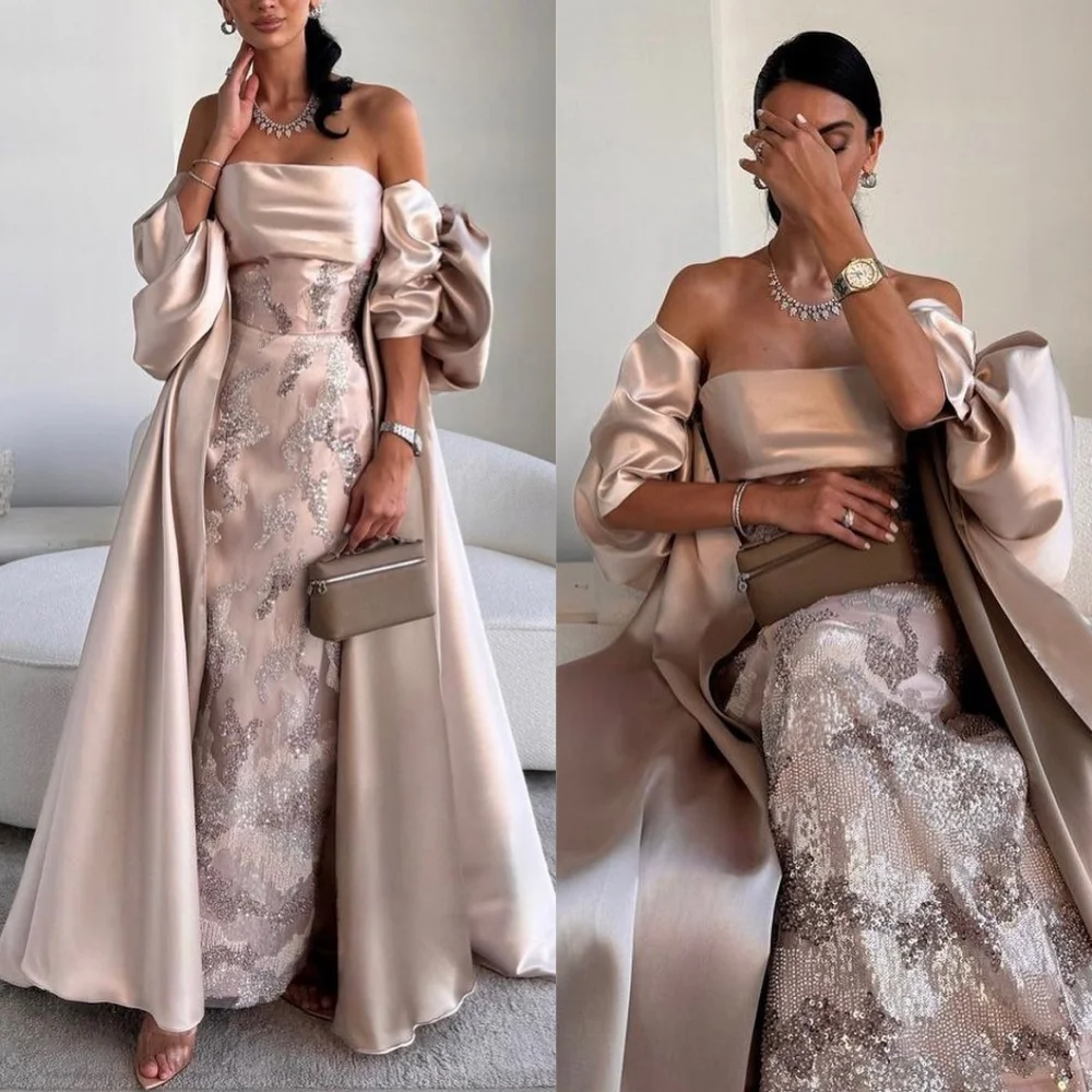 Pleated Off-the-Shoulder Sheath Floor-length Gown Papaya main image 1