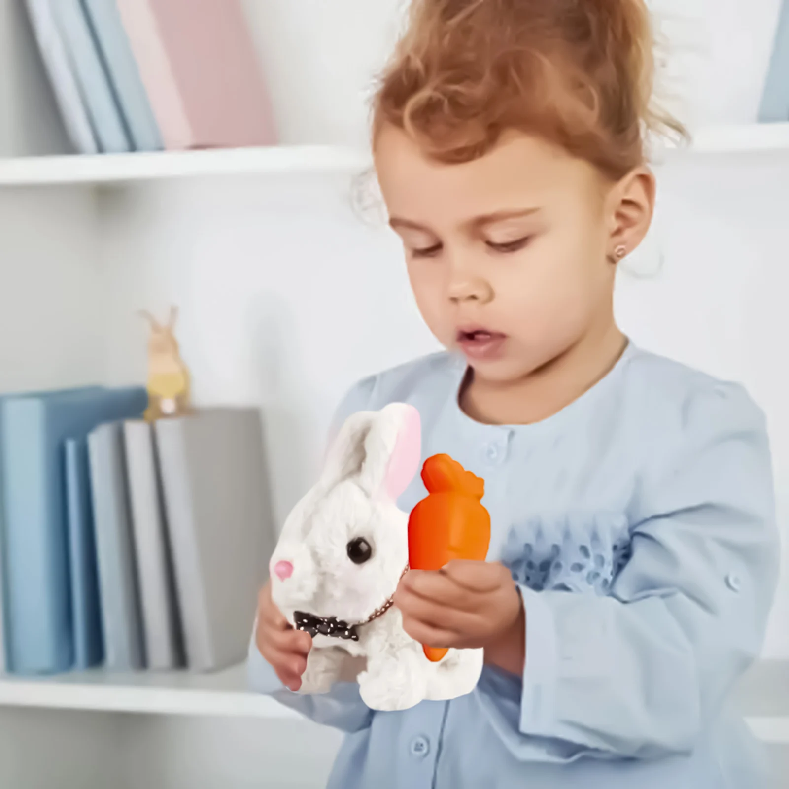 Interactive Electronic Pet Realistic Plush Rabbit Toy Simulation Bunny Toy with Sounds and Movements Companion Animal for Kids