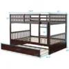 Wood Full Over Full Bunk Bed with Trundle, Bunk Bed Frame with Ladder, Solid Wood Frame & Safety Guardrails 2