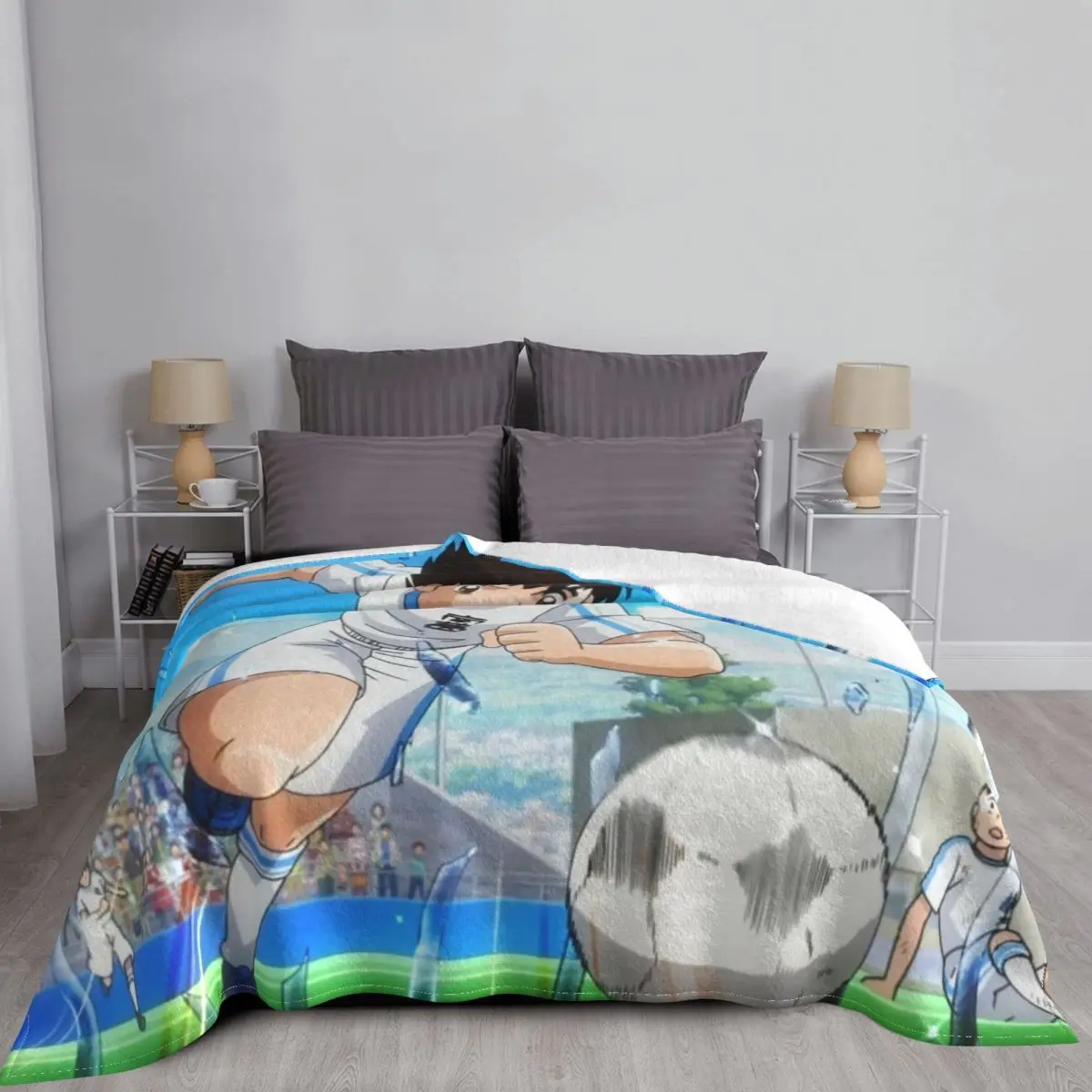 Captain Tsubasa Anime Blanket Cover cartoon football player Flannel Throw Blanket Bed Sofa Personalised Ultra-Soft Bedspreads