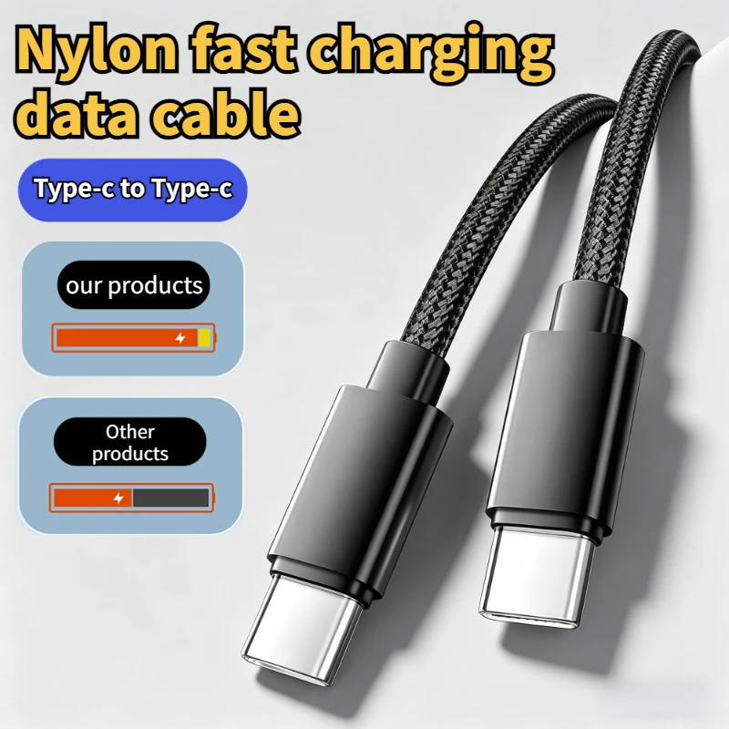 High-Speed Nylon Braided USB-C Fast Charging Cable - 60W 5A, Available in 1m and 3m Lengths