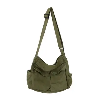 Workwear Canvas Shoulder Bag Large Capacity Retro Messenger Bag
