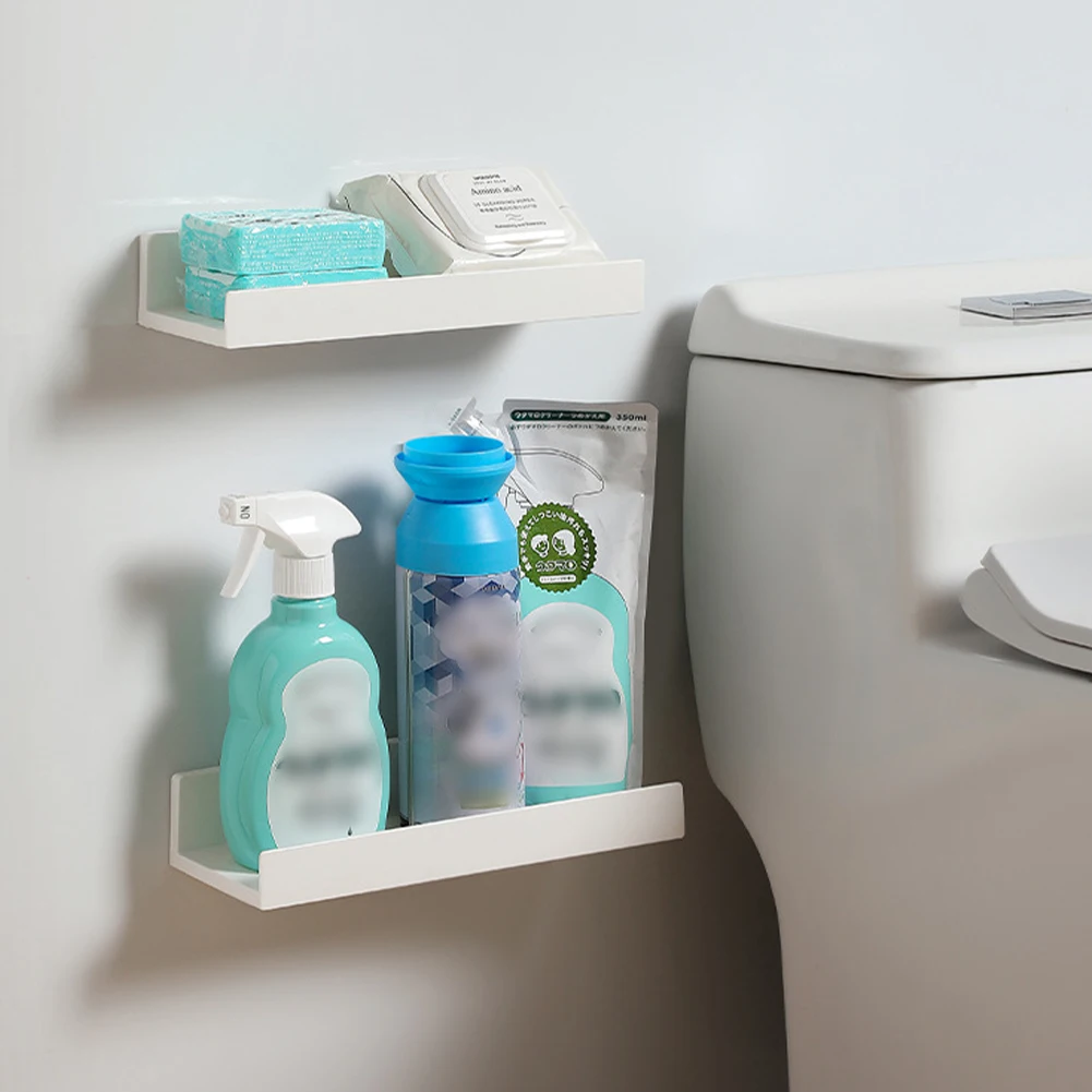 Bathroom Shelf No Drill Organizer Shower Storage Rack White Corner Shelves Wall Mounted ABS Toilet Shampoo Holder For Kitchen 4
