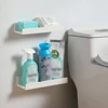 Bathroom Shelf No Drill Organizer Shower Storage Rack White Corner Shelves Wall Mounted ABS Toilet Shampoo Holder For Kitchen 4