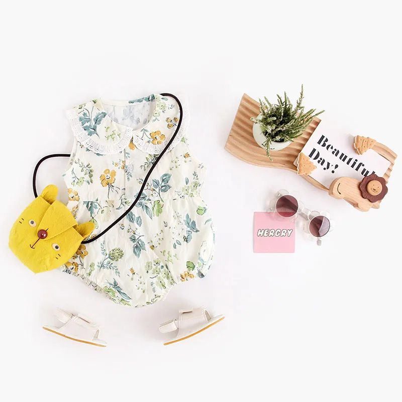 Cute Baby Girls Floral Lace Bodysuit