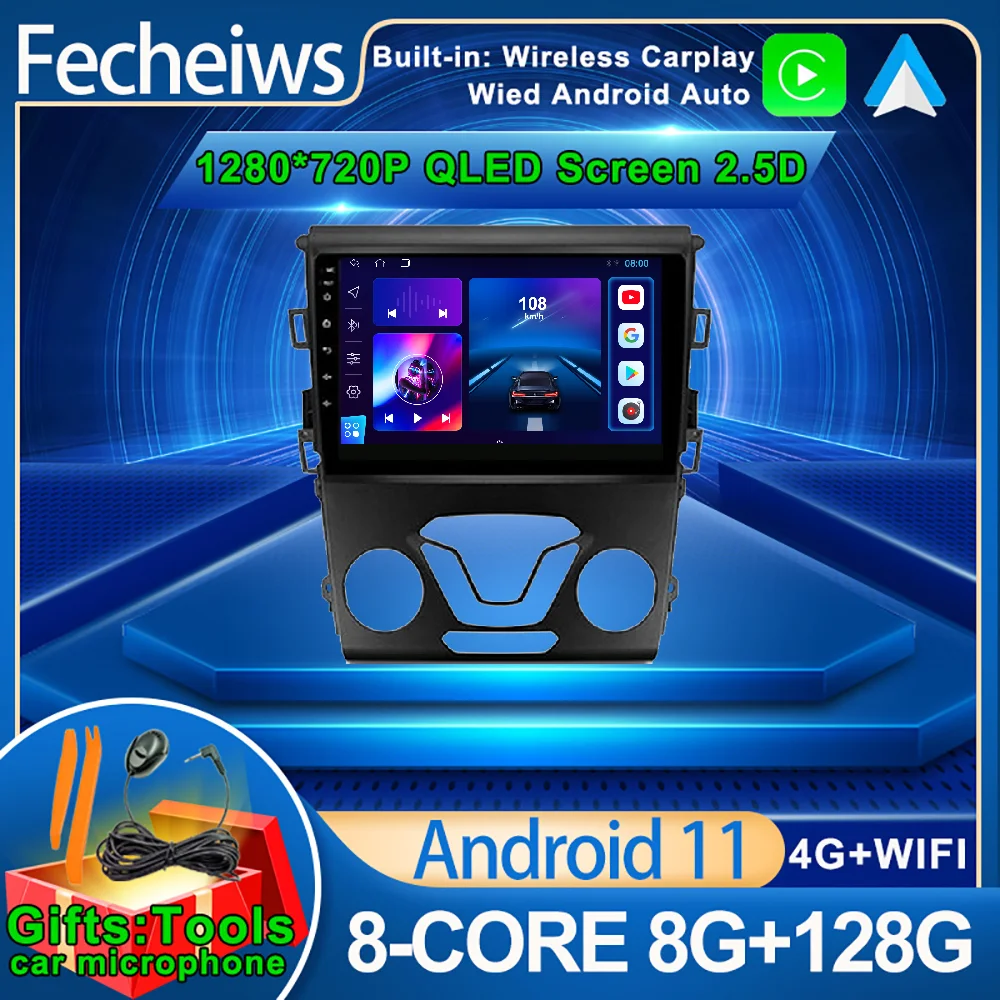 9-дюймовый Android 11 радио плеер для Ford Mondeo 5 Fusion 2012 - 2014 GPS DSP IPS QLED 4GLTE WIFI сенсорный