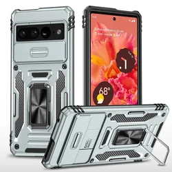 Rugged Military-Grade Shockproof Phone Case with Slide Lens Protection and Kickstand for Google Pixel 9 Pro (Green)