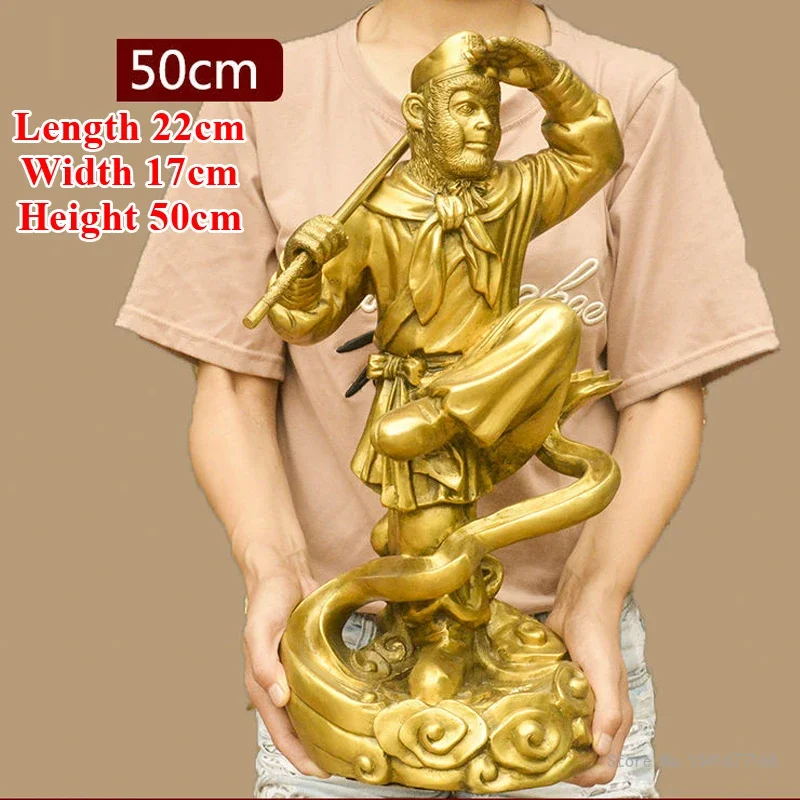 Copper Sun Wukong Qi Tian Da Sheng Buddha Statue Home Feng Shui Crafts Decoration Living Room Buddha Hall, Monkey Sculpture, 1Pc