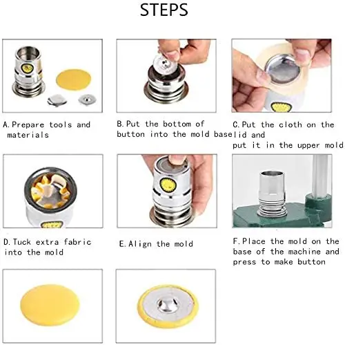 Handmade Fabric Covered Button Press Machine Maker DIY Button Mold Tools 1500set Covered button Component