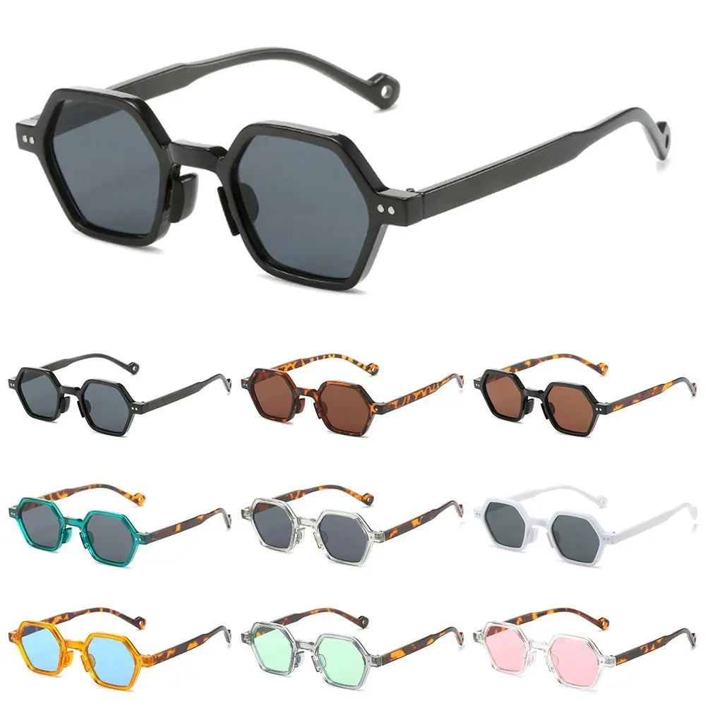 Trend ige klare Ozean linse Polygon quadratische Sonnenbrille quadratische UV400 Sechseck Sonnenbrillen Nieten Sonnenbrille für Frauen & Männer – Detail 1