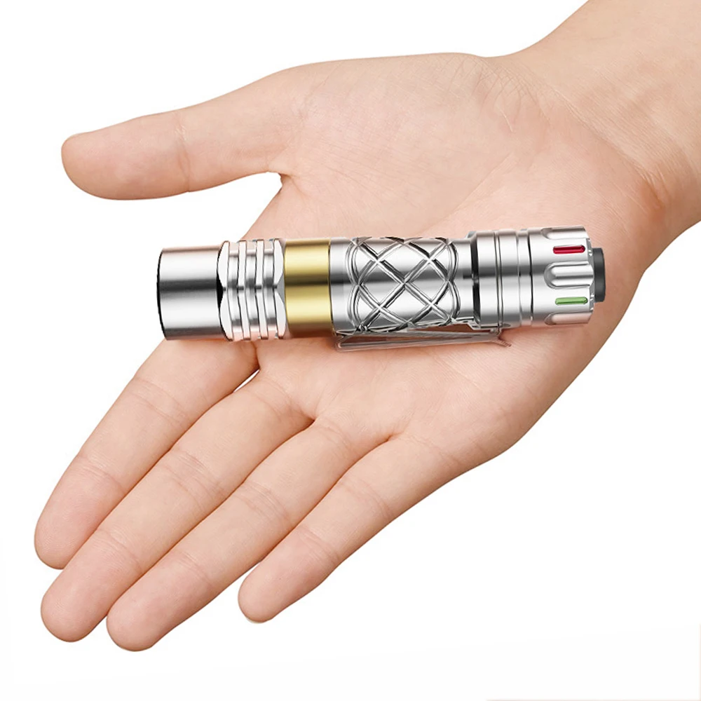 EDC Keychain LED Flashlight High Powerful 1000 LM Outdoor Light Self Defense Mini Torch Lighting Strobe Hiking Camping Ring King