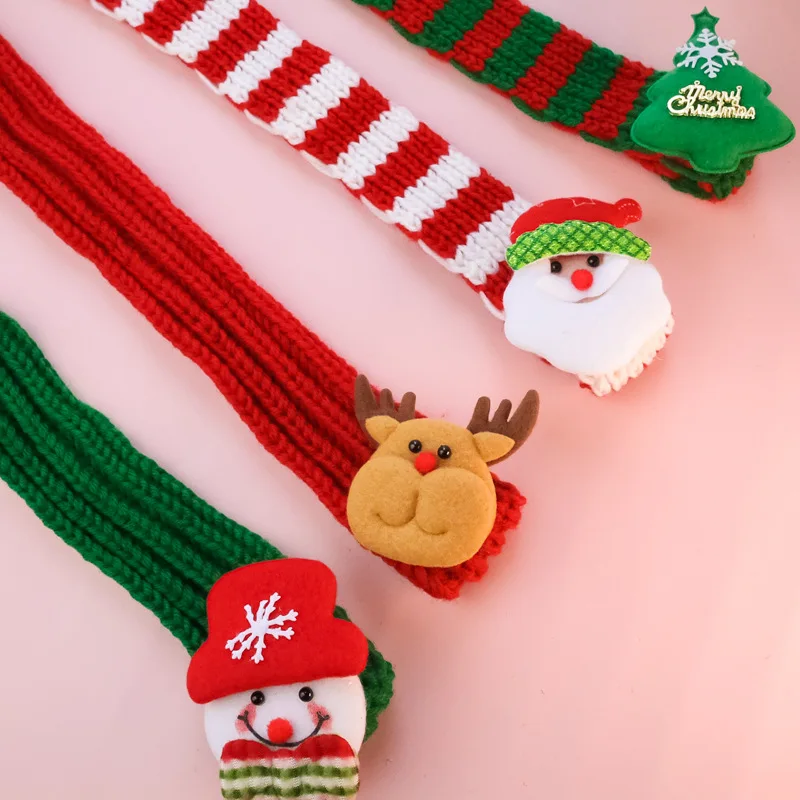 

Christmas Pet Knitted Scarf Tedi Maltese Scarf Cute Knitted Scarf for Cats and Dogs Pet Supplies Warm Puppy Accessories