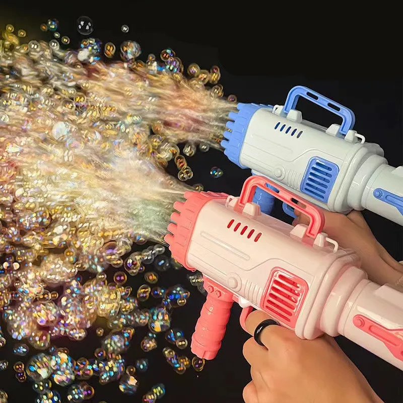 32HolesBubbleBazookaGunRocketSoapBubblesMachineGunShapeAutomaticBlowerOutdoorToys