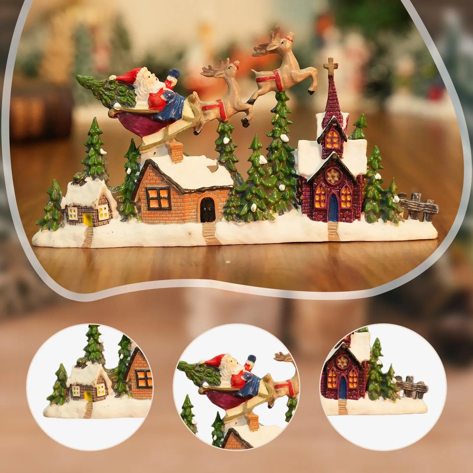 Christmas Village House Figurine Collection Xmas Decor Christmas Tabletop Decoration for Desk Bedroom Holiday Cabinet Party Christmas Village House Figurine Collection Xmas Decor Christmas Tabletop Decoration for Desk Bedroom Holiday Cabinet Party
