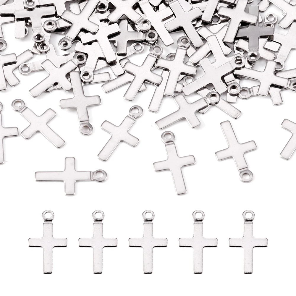 

Pandahall 100Pcs Cross Shape Stainless Steel Charms Laser Cut Pendant For Handmade Bracelet Necklace Earring Jewelry Making Gift