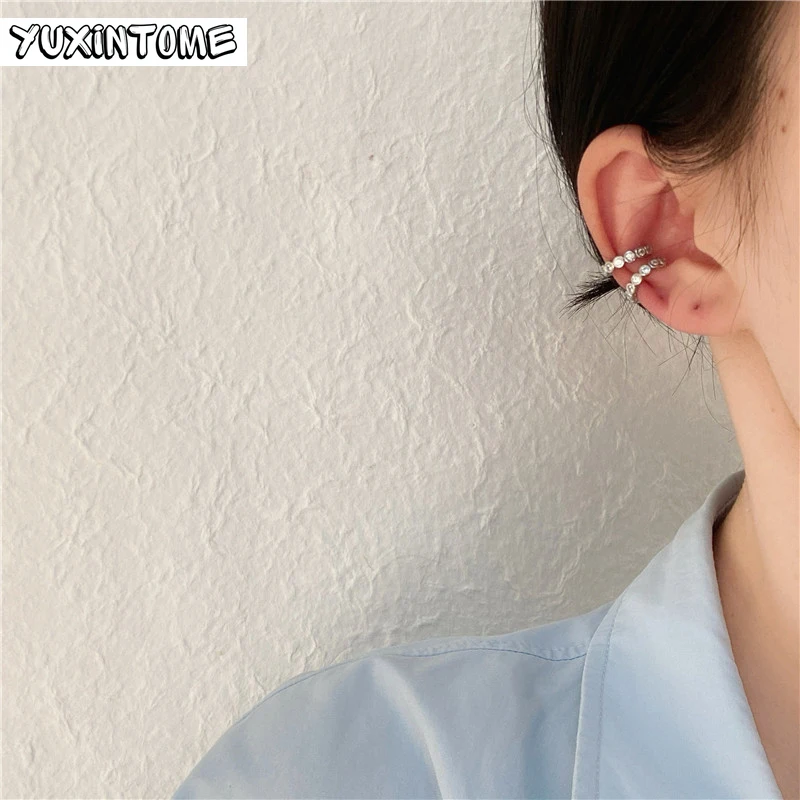 1PC 24k Gold-Plated Silver Metal Punk Ear Cuff Clip Earrings Europe and America Piercing Ear Cuff Female C-Shape Crystal Earring 5