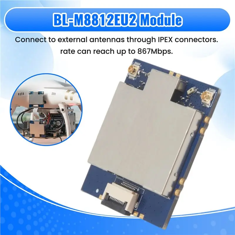 X49A-1Pcs BL-M8812EU2 장거리 드론 5G 고출력 Wifi 모듈 5V 공중 사진 전송 USB 외부 PA 867Mbps