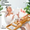 Extendable Sides Bathtub Tray Bamboo Bathtub Caddy with Phone Rack Wine Glass Holder 5
