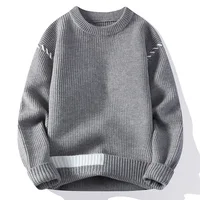 New Fashion Youthful Vitality Mens Turtleneck Sweater Autumn Winter Loose Casual Knitted Pullovers Men Warm Patchwork Knitwear 2