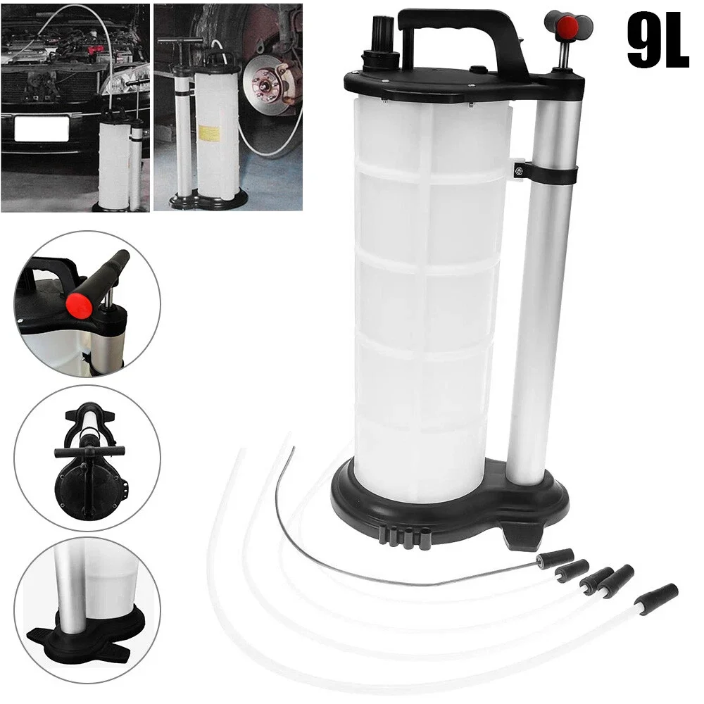 9L Fluid Extractor Manual Hand-Operated Car Brake Oil Changer with Hose Vacuum Fluid Oil Pump for Car Accessories