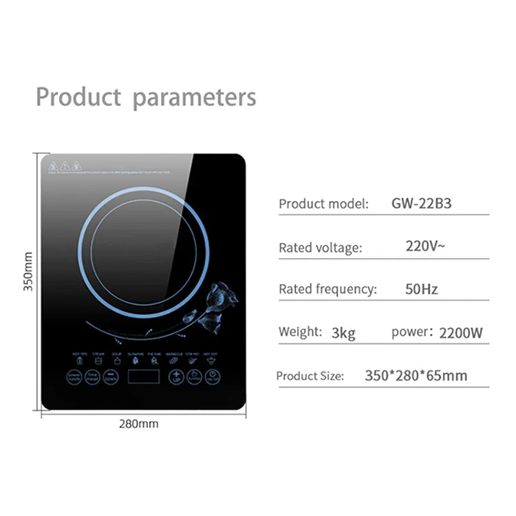 Factory Price Electric Stove, Single Burner LED 2200W Button Cooktop Household Induction Cooker/