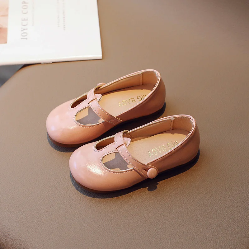 Children Casual Shoes T-tied Girls Leather Shoes Fashion Retro