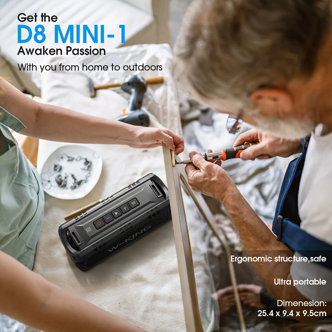 Bluetooth Speaker Portable Speaker Mini Bluetooth Speaker Mini Sound Box W-King D8mini Portable Bluetooth Speaker 30W Music Box 5000 mAh Battery Waterproof Speaker Box 24 Hour Battery Life