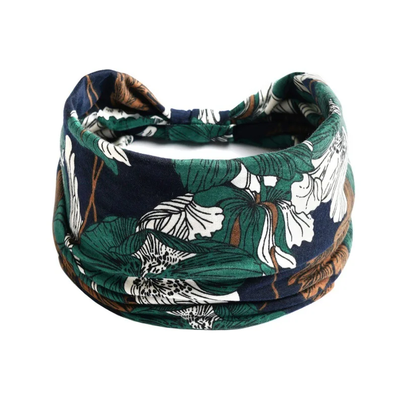 Bohemian Breite Baumwolle Stretch Stirnbänder Frauen Headwrap Turban Kopfbedeckung Bandage Haarbänder Bandana Breite Stirnbänder Haar Zubehör – Detail 8