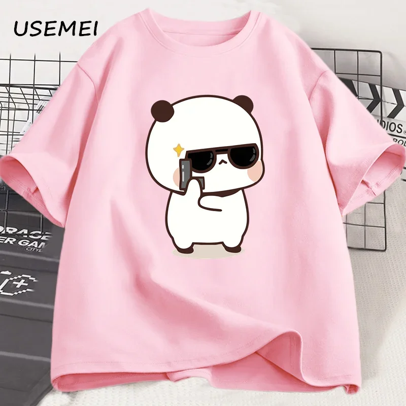 Bubu Dudu Matching Couple T-Shirt - Cute Bear and Panda Design, Cotton Valentine's Gift