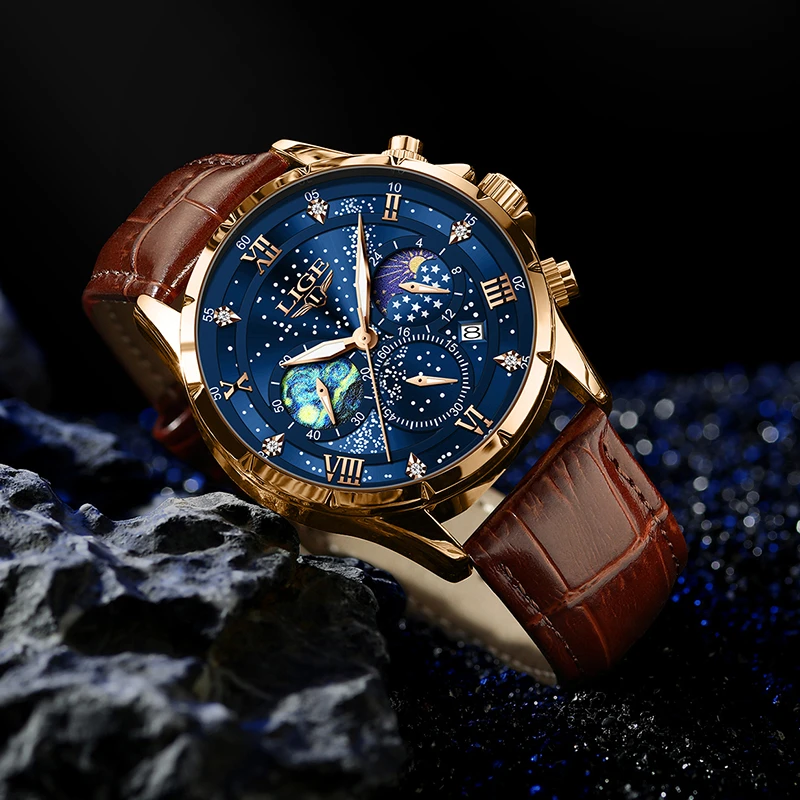 LIGE Sports Triangle Mens Watches Luminous Pointers Fashion