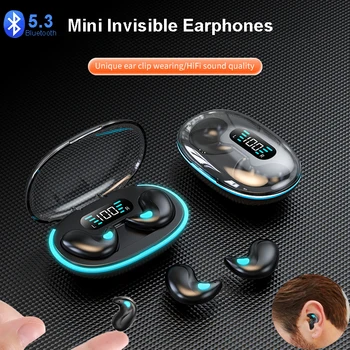 Mini auricolari invisibili per il sonno TWS cuffie Bluetooth 5.3 Wireless cuffie con riduzione del rumore nascoste auricolari Stereo sportivi 1