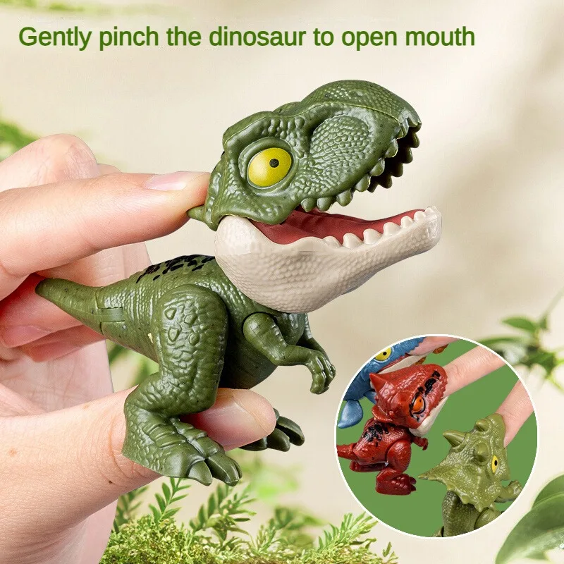 Jurassic Finger Biting Dinosaur Model Toys for Boys Triceratops Tyrannosaurus Ankylosaurus Tricky Interactive Animals Dino Toy 3
