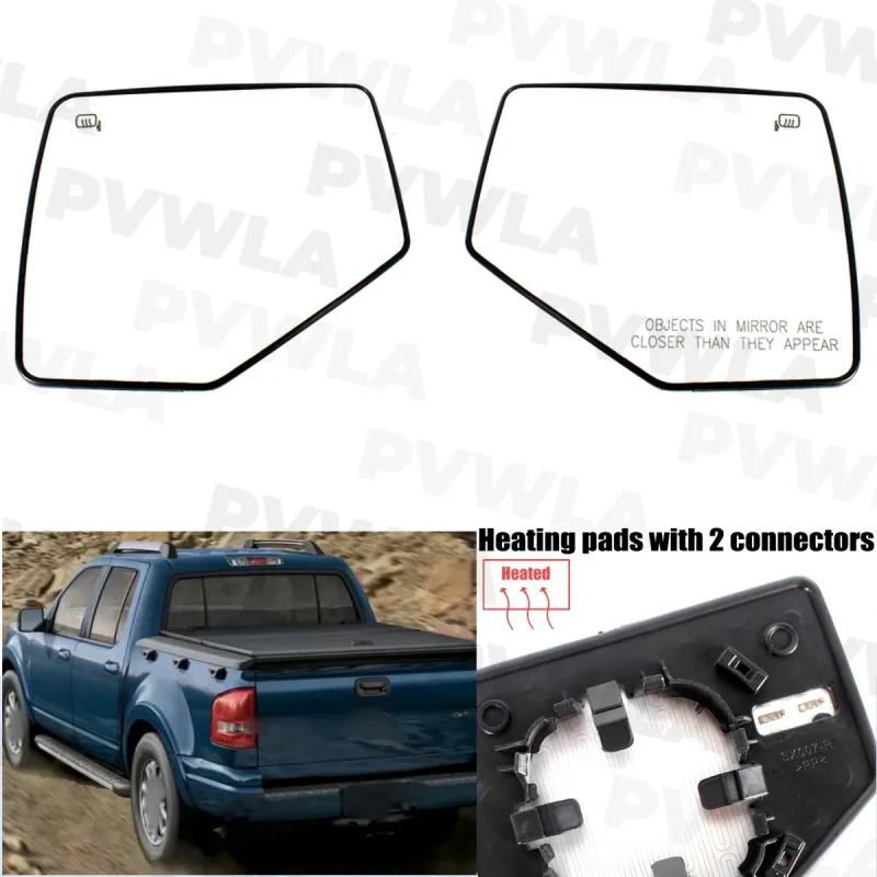 For Ford Eexplorer Sport Trca 2006 2007 2008 2009 Pair Left & Right Side Front Door Rear View Side Heated Mirror Glass