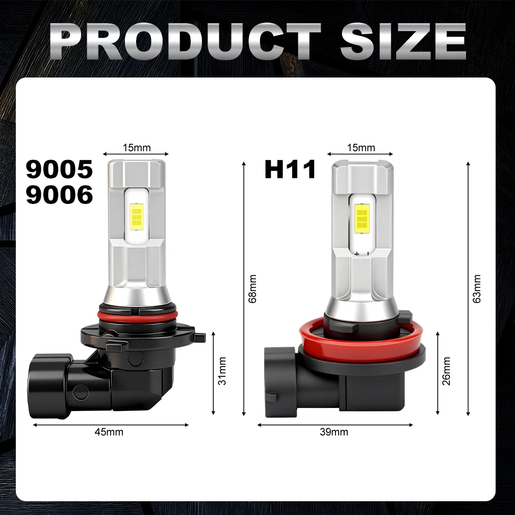 H11 H8 LED 자동차 헤드라이트 캔버스 HB3 9005 HB4 9006 LED 안개등 자동차 안개등 헤드라이트 주행등 30000LM 100W 6000K