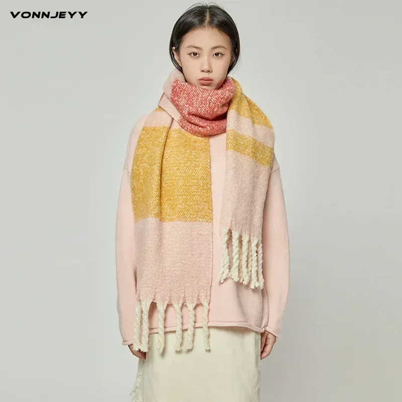 

New Marnii Mohair matching color imitation wool scarf Autumn and winter fringe shawls