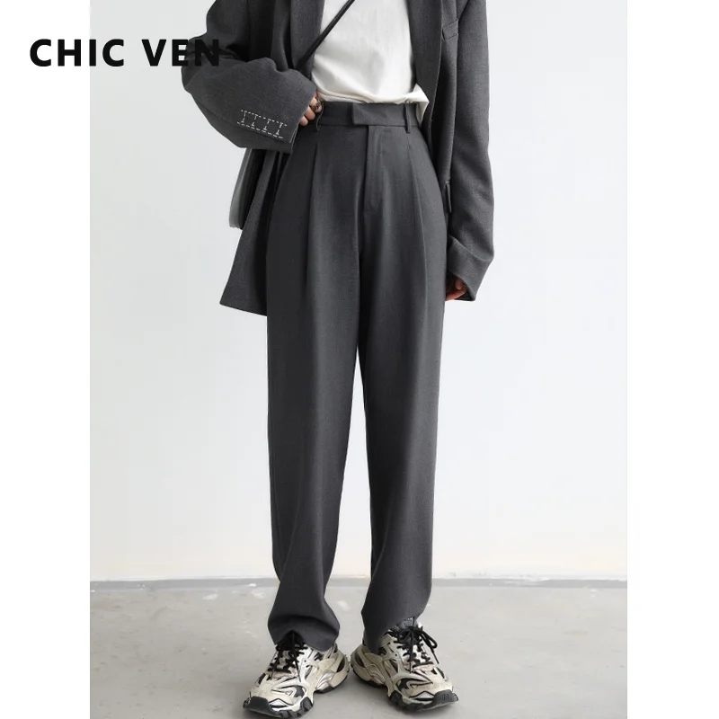 Chic Ven Simple Casual Women Twill Suit Pants Wide Leg Pants Straight Floor Pants Office Ladies Female Trousers - Pants & Capris - AliExpress
