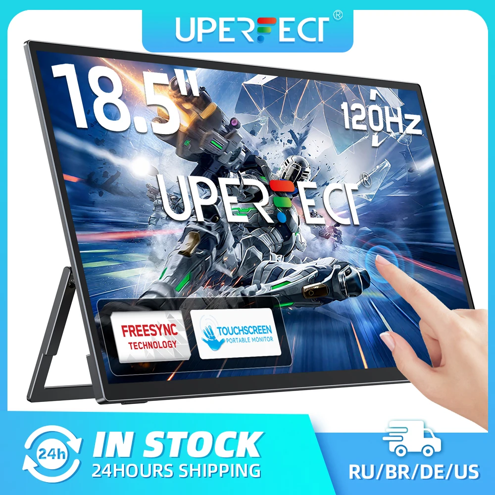 UPERFECT E6 Pro 18,5" Ігровий сенсорний екран 120 Гц Портативний монітор Безрамковий 1080P USB-C HDR FreeSync Зовнішній екран для подорожей для Steam Deck Ігрова консоль ПК Перемикач телефону