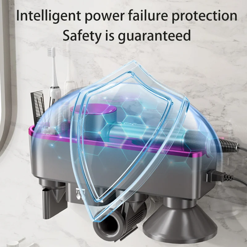 For Dyson Xiaomi Hair Dryer Rack Wall Mounted Hair Dryer Shelf Change Into Automatic Hand Dryer with Storage Box hanger 4