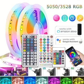 5050 RGB LED 스트립 조명, 블루투스 앱 제어, 음악 동기화 색상 변경, 유연한 램프 테이프, TV 백라이트, 방 장식