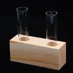 Elegant Glass Test Tube Vase with Wooden Stand - Ideal for Plant Propagation and Stylish Home or Office Decor (Double hole)