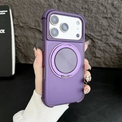 Deluxe Magnetic Stand Shockproof Phone Case - Premium Protective Military Cover - iPhone 15 Plus (Dark Purple)