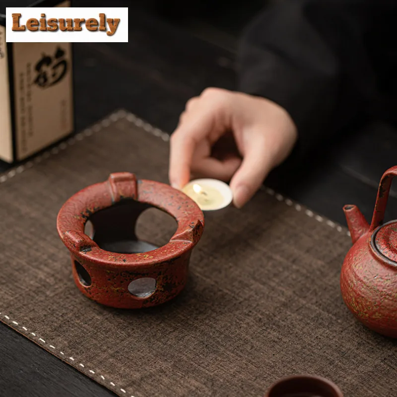 Old Rock Clay Mountain Red Tea Warmer Holder Candle Heater Stove Kettle Stand Boiling Water Carbon Furnace Tableware Supplies