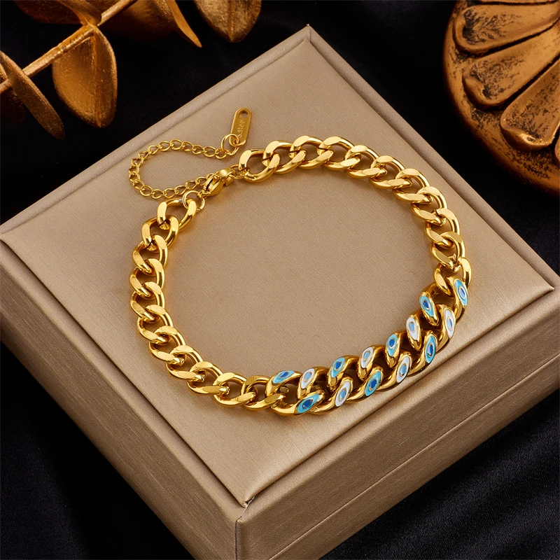 MEYRROYU 316 Stainless Steel Green Stone Heart Multilayer Charm Beads Bracelet for Women Party