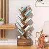 8 Tier Tree Bookshelf with Drawer, Free Standing Wood Bookcase for Narrow Space, Storage Organizer Bookshelves for Books 6