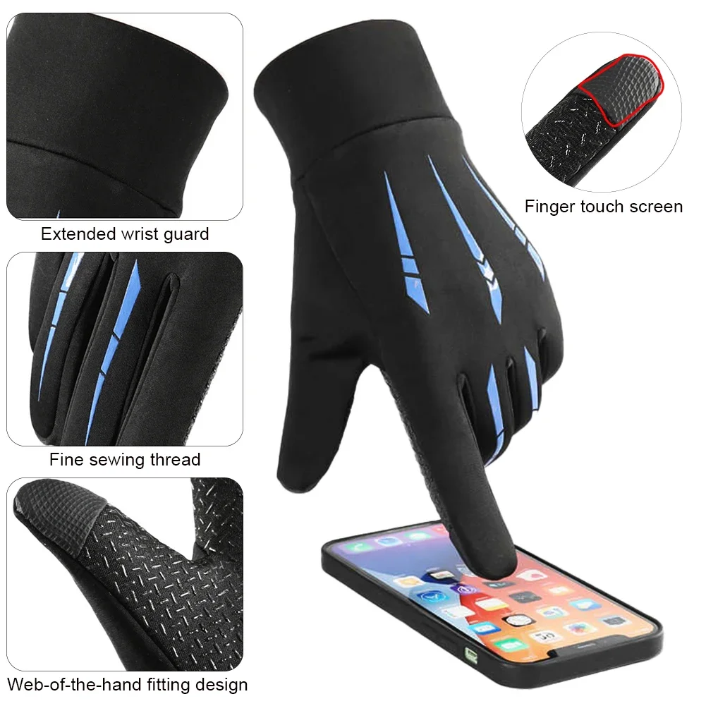 Women Men Gloves Copper Fiber Spandex Touch Screen Tips Gloves for Running Sports Winter Warm Football Hiking Driving Gloves