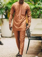 Traditional African Outfits for Men - Comfortable Dashiki Sets with Matching Shirts and Pants with Unique Patterns 1