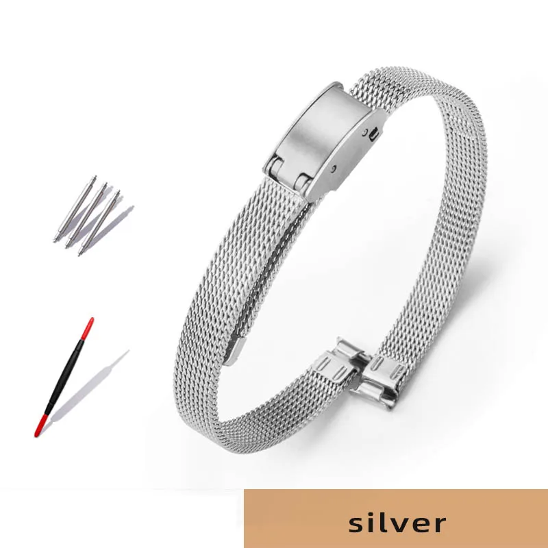 Sleek Women's Stainless Steel Mesh Bracelet Watch Strap - Ultra-Thin Design