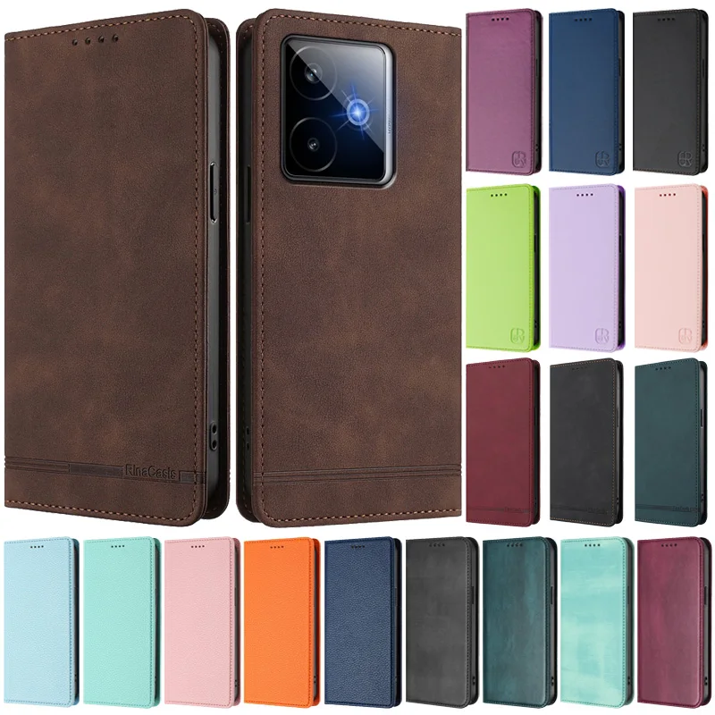Leather Magnetic Wallet Flip Phone Case with Stand Feature