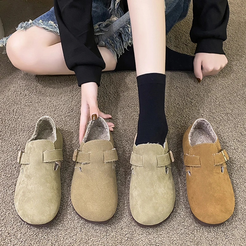 

Кроссовки женские без шнуровки, Повседневная Базовая обувь для отдыха, круглый носок, Мокасины, Ретро стиль, Осень-зима